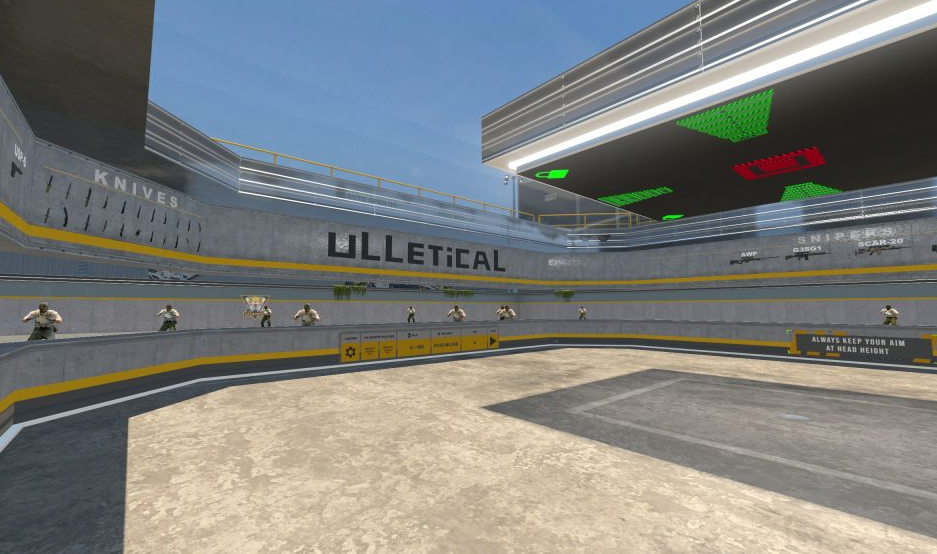 Uppvärmningstips i CS2, Bild som visar Aim_botz kartan i Counter-Strike