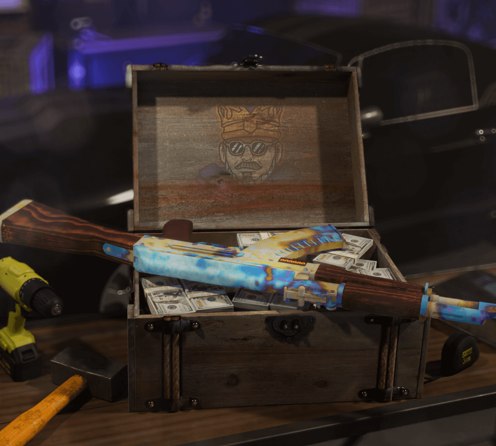 3D illustration av AK-47 Case Hardened scar pattern