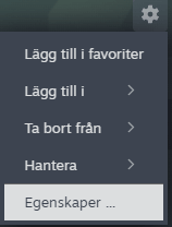 Steam "egenskaper" inställning för att hitta auto-exec filen